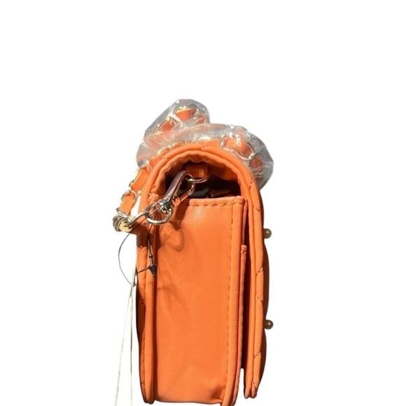 Badgley Mischka Diamond Quilted Crossbody Bag W/ Pearls Coral - Picture 5 of 8